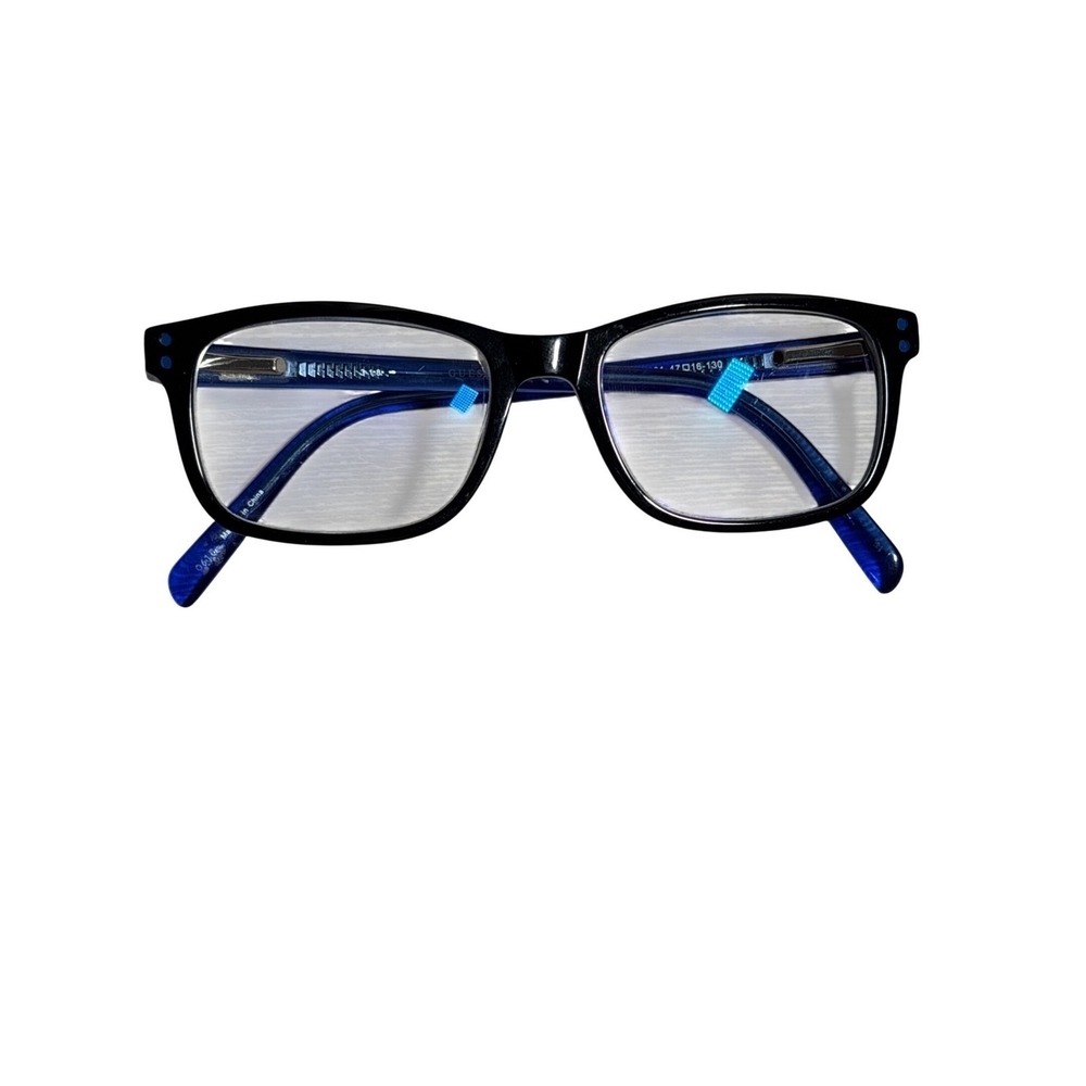Guess Eyeglass FRAMES ONLY Black Blue Rectangular Frames Preppy Work‎ Utility